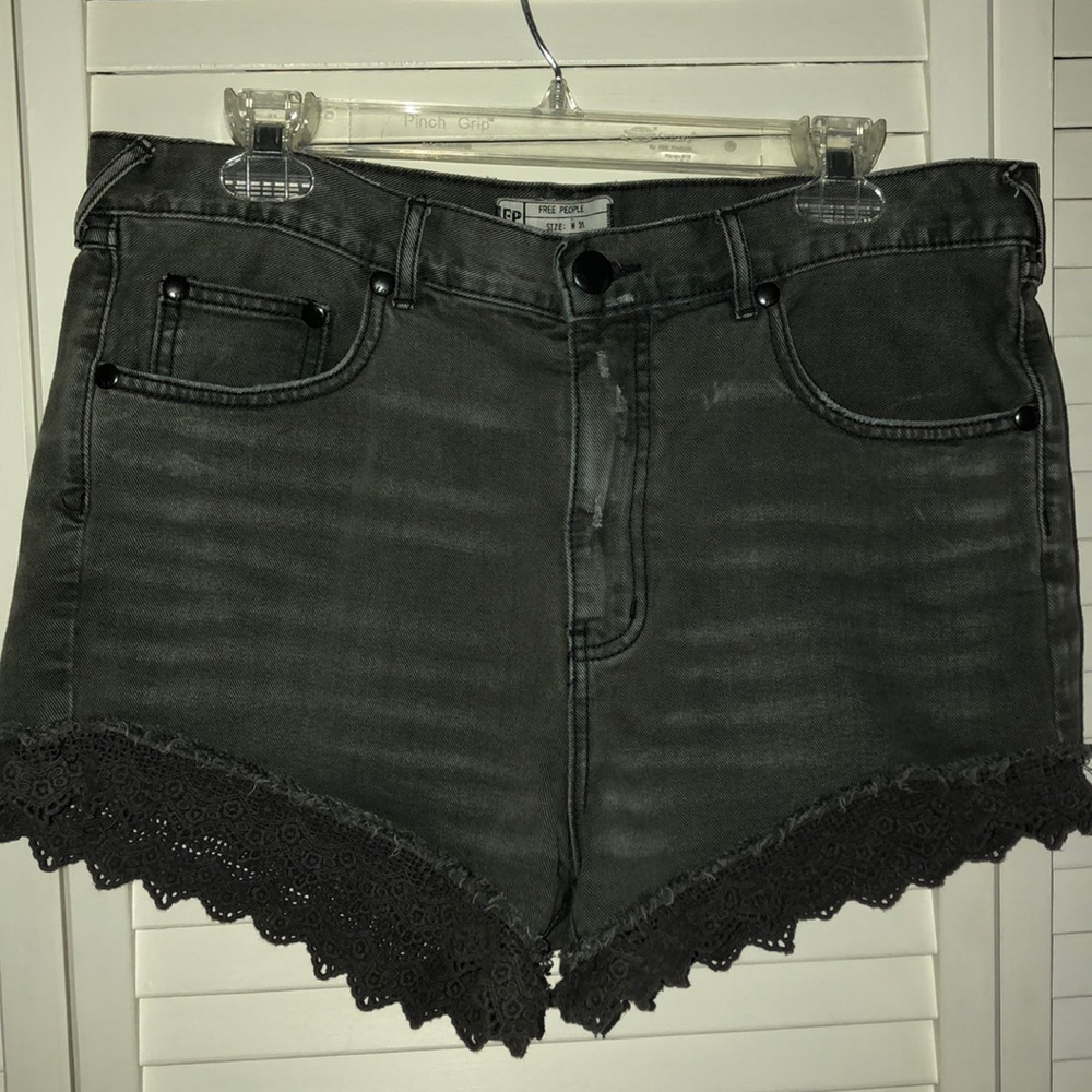 Free People Lace Trim High Waisted Shorts